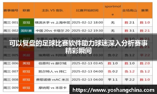 可以复盘的足球比赛软件助力球迷深入分析赛事精彩瞬间