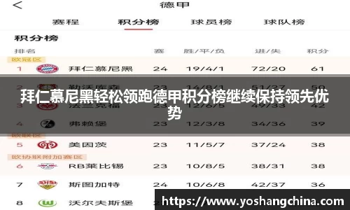 拜仁慕尼黑轻松领跑德甲积分榜继续保持领先优势